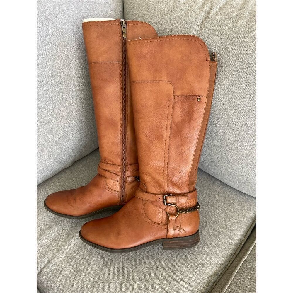 Marc Fisher Women's Brown Leather Knee High Riding Boots Size 6.5M